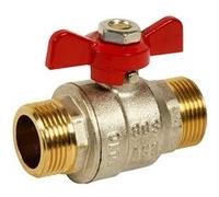 Vanne à sphère laiton papillon - Poignée rouge - MM 1/2" - Sferaco Rouge G