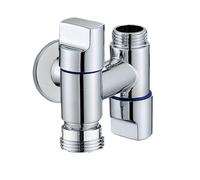 Vanne D'angle À Double Commande, 2 Sorties For Laveuse | Laiton, double commande, robinet de blanchisserie, pièce d'appareil électroménager(Silver)