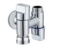 Vanne d'angle à double contrôle avec une entrée et deux sorties pour la plomberie de salle de bain et de cuisine, construction en laiton massif avec arrêt automatique de sécurité pour éviter les
