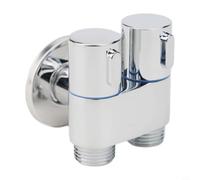 Vanne d'angle à double sortie en laiton massif avec entrée G1/2 et poignées rotatives en métal pour pommeau de douche, toilettes, lavabo, bidet, pulvérisateur d'évier de cuisine, connexion chauffe-eau