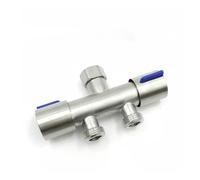 Vanne d'angle à double sortie G1/2", 3 voies, contrôle indépendant | Vanne d'arrêt du répartiteur d'eau for machine à laver et toilettes(Black)