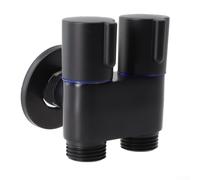 Vanne d'angle combinée G1/2 1 x 2 voies pour machine à laver (noir) | 1 entrée 2 sorties, raccord G1/2, économise de l'espace sous l'évier, idéal pour la machine à laver