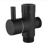 Vanne d'angle de salle de bain G1/2" pour bras de douche à 3 voies en laiton avec caoutchouc pour douchette à main (noir)