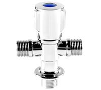 Vanne d'angle d'eau de détourneur, Angle 2 pièces. Robinet d'arrêt d'eau, commutateur de contrôle remplissage toilettes, argent et blanc(Silver -Double)