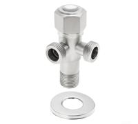 Vanne d'angle double en acier inoxydable, 1,27 cm, 2 sorties d'eau, pour salle de bain, cuisine, arrêt à 90 degrés avec couvercle décoratif