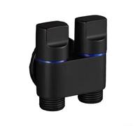 Vanne d'angle en alliage 1 en 2 sorties avec poignée de commande pour robinet de machine à laver, pression d'eau réglable, compatible G1/2 pour salle de bain et cuisine (noir)