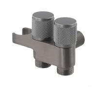 Vanne d'angle en alliage de zinc G1/2" conçue pour une double alimentation en eau au pommeau de douche, WC et lavabo (gris)