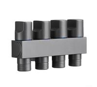 Vanne d'angle en laiton 1 entrée 4 sorties distributeur d'eau pour tuyau d'arrosage connecteur multi-voies argenté 14,5 cm (gris)