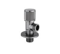 Vanne d'angle en laiton gris, vanne d'entrée de salle de bains, vanne de sortie G1/2, inverseur d'évier de lavabo de cuisine, robinets d'arrêt d'eau de lavabo(2pcs black)