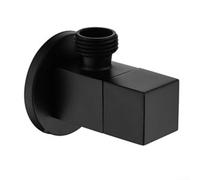 Vanne d'angle triangulaire carrée à filetage mâle, robinet d'arrêt en cuivre chromé pour toilettes, bidet, lavabo, robinet d'arrêt mural quart de tour, G 1,27 cm, argenté (noir)