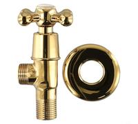 Vanne d'arrêt d'angle en laiton doré de 1,27 cm, vanne d'arrêt d'eau de toilette pour salle de bain, cuisine, buanderie, jardin, raccord plaqué antirouille (lot de 1)