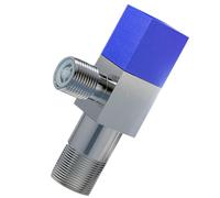 Vanne D'arrêt D'angle pour Toilettes Eau Froide, Anti-retour, Métal Bleu | Installation Facile, Usage Salle de Bain et Maison, Conception Fiable, Raccord 1/2 Pouce, Pièce Unique