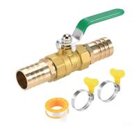 Vanne d'arrêt en laiton robuste avec deux connecteurs de tuyau de 25 mm, robinet à boisseau sphérique fileté G3/4 avec poignée verte pour conduite de gaz de jardin, argent