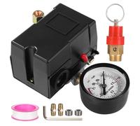 Vanne de contrôle de pression du compresseur d'air, ensemble de pressostat de compresseur d'air de 6,35 mm, 90 à 120 psi, avec manomètre et soupape de sécurité, contrôle marche/arrêt automatique