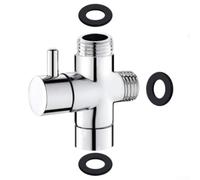 Vanne de dérivation 3 voies en laiton massif Adaptateur G1/2" | Construction en laiton massif, finition chromée, résiste à la rouille et durable, s'adapte à la plomberie standard