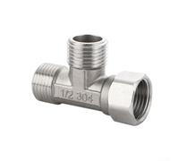 Vanne de dérivation à 3 voies, adaptateur en T G1/2", valve de dérivation à 3 voies en acier inoxydable pour baignoire, toilettes, bidet, pommeau de douche (1 pièce)