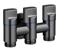 Vanne de dérivation à 3 voies, butée d'angle en acier inoxydable avec 1 entrée et 3 sorties pour machine à laver, lave-vaisselle, douche, irrigation de jardin (gris)