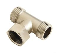 Vanne de dérivation à trois voies en laiton G1/2 pour réservoir de toilette et bidet - Adaptateur monté sur bras de douche - Pièce de rechange - Argenté - 52 x 27 mm