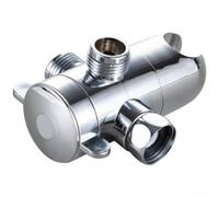 Vanne de dérivation de douche à 3 voies en ABS argenté noir avec prise de courant pour installation multi-prises de salle de bain, design compact et élégant, 98 mm x 72 mm x 63 mm, construction légère