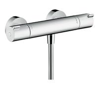 Vanne de douche à mitigeur thermostatique fixe Hansgrohe Ecostat exposé chromé