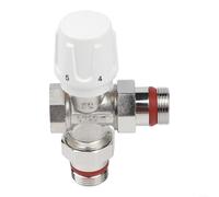 Vanne de radiateur thermostatique 3 voies en laiton TRV pour chauffage central, angle droit DN20 blanc argenté