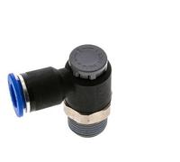 Vanne de régulation de débit Coude de sortie de compteur 12 mm - R1/2'' Laiton/ Contre-écrou PA 66