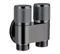 Vanne d'eau compacte à double sortie avec arrêt automatique, double commande, interrupteurs indépendants, laiton résistant à la rouille, acier inoxydable, gris, argent, noir, 6 x 7 cm (A-gris)