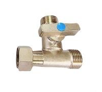 Vanne d'inverseur de robinet en cuivre à 3 voies : séparateur de robinet d'évier robuste pour robinet de cuisine - Contrôle de l'eau chaude et froide avec adaptateur en T (bleu)