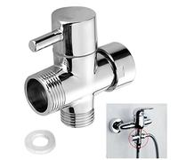 Vanne d'inversion 3 voies - Robinet de douche - Adaptateur de robinet de salle de bain - Chrome poli - 3/4" 1/2" - Adaptateur en T pour lavabo, salle de bain, douche - Cuisine