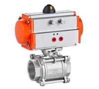 Vanne en acier inoxydable Q611F-16P, vanne à bille pneumatique à vis en trois pièces(AT DN40 1.5 inch)