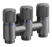Vanne inverseur à 3 voies en acier inoxydable de 1,27 cm pour distribution d'eau - Contrôle du débit - Chrome gris - Design anti-fuite pour machine à laver, lave-vaisselle, douche (gris)