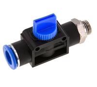 vanne manuelle d'arrêt à 3/2 voies 12 mm - G1/4'' Plastique/laiton Ventilation côté tube