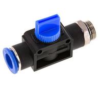 Vanne manuelle d'arrêt à 3/2 voies 12 mm - G3/8'' plastique/laiton Ventilation côté tube