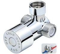 Vanne Mélangeuse Thermostatique 3 Voies, Mitigeur Douche Alliage Argent, Contrôle Température Eau Chaude Froide, Cartouche Céramique et Clapets Anti-retour, Raccord Universel G1/2"