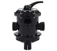 Vanne multi-voies ABS 1,5" pour filtre à sable avec 6 fonctions, montage en saillie, raccords de tuyau de 38 mm, vanne d'arrêt noire pour l'eau de piscine, vanne de rinçage avec verre et réducteur de
