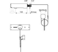 Vanne murale Delabie TEMPOMATIC 4 G 1/2B raccord encastré 230/6V L130