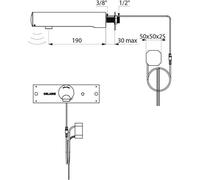 Vanne murale Delabie TEMPOMATIC 4 G 1/2B raccord encastré 230/6V L190