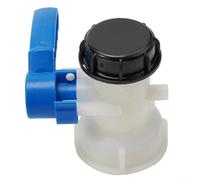 Vanne papillon IBC avec écrou raccord à filetage grossier S60x6 et vanne de vidange DN60 60 mm, matériau PE avec écrou de raccordement fixe et bouchon noir scellé