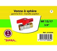 Vanne - robinet de regulation Dipra - 213034 - Vanne a sphere poignee papillon MF12/17