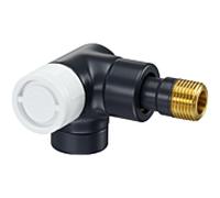 vanne thermostatique Oventrop série E 1163432 Angle d'angle, gauche, préréglage en continu, DN 15, laiton, anthracite