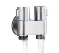 Vanne triangulaire à double sortie G1/2" pour lave-linge, toilettes, bidet, évier de cuisine et pommeau de douche (argenté)