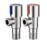 Vannes d'arrêt d'angle en acier inoxydable SUS304 avec interrupteur marche/arrêt, vanne d'eau froide et chaude G1/2 for lavabo de salle bains, noyau cuivre 1 pièces(Blu)