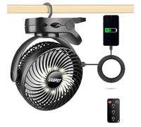 VANPRT Ventilateur de tente portable à suspendre de 15,2 cm avec télécommande, batterie de 10 000 mAh avec lumière LED et minuterie, ventilateur à clip rechargeable de 40 heures, comme alimentation