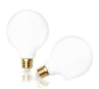 Vanpus Lot de 2 Ampoules LED E27 8W, Globe G80 en Verre Dépoli Laiteux, Blanc Chaud, IRC >90, Non Scintillant, Dimmable, Douille Standard, pour Lustre et Suspension