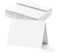VANRA Lot de 100 cartons de table vierges avec enveloppes A7 Blanc | Cartes de table pliées blanches de 12,7 x 17,8 cm avec enveloppe autocollante pour mariage, banquet, dîner, loisirs créatifs