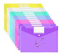 VANRA Lot de 12 enveloppes en plastique transparentes avec bouton pression