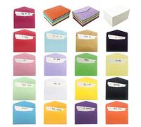 VANRA Lot de 170 petites cartes vierges avec enveloppes colorées - Lot de mini enveloppes blanches, 17 couleurs assorties pour cadeau, papier cartonné, index, entreprise
