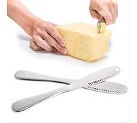VANRA Lot de 4 couteaux à beurre en acier inoxydable Petits couteaux à dessert à fromage avec bord dentelé, fentes de déchiquetage, cuillère à beurre