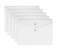 VANRA Lot de 5 enveloppes en papier kraft avec cordon de serrage pour projets, veste, organiseur de documents à plat, sans extension, format A4 (blanc)