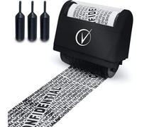 Vantamo Kit tampon rouleau confidentiel pour protection contre le vol d'identité, avec 3 recharges d'encre - permet de masquer les informations confidentielles - blanc Classy Black